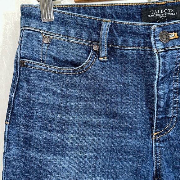 Talbots 6P Blue Flawless Five Pocket Crop Raw Fringe  Hem Denim Jeans - Picture 7 of 14